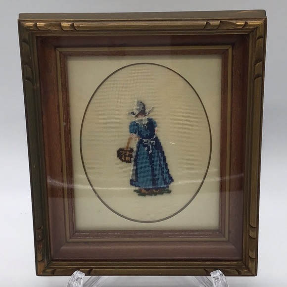 Pair Of Petit Point Dutch Lady And Gentleman Wall Decor - Picture 2 of 9